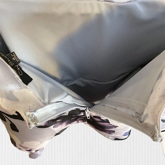 CITY STUDIO Skirt Women/Girl SZ 9 Purple Floral Above The Knee Prom Fit + Flare - Picture 12 of 15